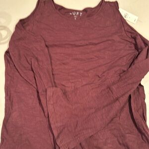 Loft long sleeve tea with cut out shoulder